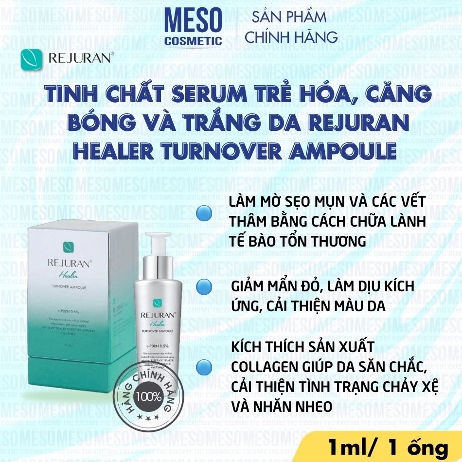 Tinh chất serum trẻ hóa, căng bóng và trắng da Rejuran Healer Turnover Ampoule 30ml